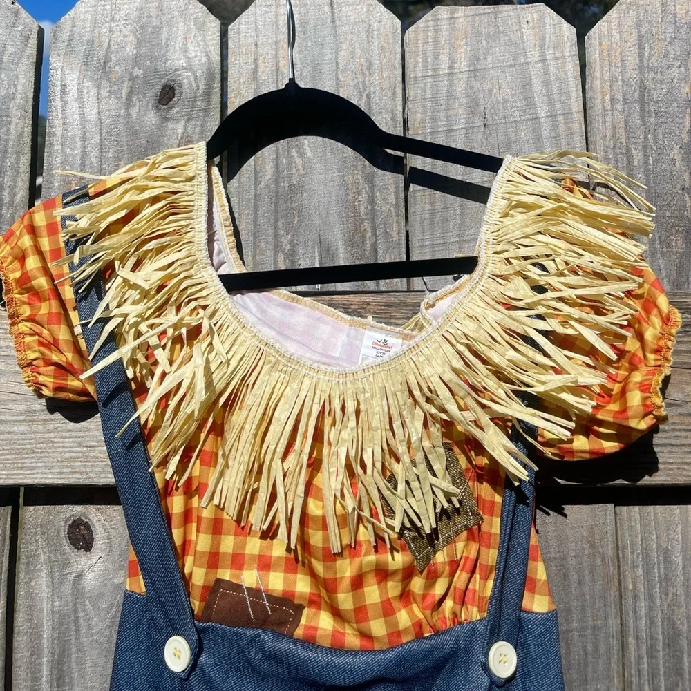 Kids Scarecrow Costume with Blue and Orange Design Sz S (4-6)